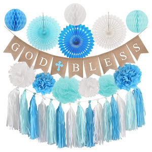 Dios bendiga a <span class=keywords><strong>Banner</strong></span> Cruz Topper de la torta para el primer bautismo bautizo fiesta decoraciones - Product Image 2