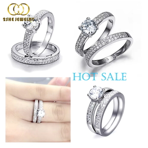 China Fabricante Alta Qualidade 925 Anel De Noivado De Prata Set para As Mulheres - Product Image 2