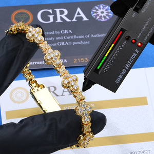Authentic Gold Dipped 10mm Astral Cross Moissanite <b>Bracelets</b> Fully Jeweled S925 Silver Hip Hop Custom Jewelry Wholesalers B2B - Product Image 2