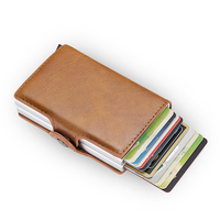 Dompet kartu kredit serat karbon Anti Rfid, dompet pria, tempat kartu ganda, dompet minimalis, kartu kredit Bank bisnis logam, Anti Rfid