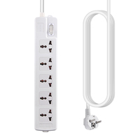 Placa de alimentación personalizada de fábrica, cable de extensión de cobre, 5 orificios, 3M, salida de enchufe múltiple, 10A/250V, enchufe estándar europeo para oficina en casa
