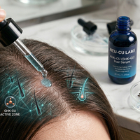Serum Rambut OEM ODM AHK-Cu GHK-Cu Peptida Tembaga Esens Pertumbuhan Memperbaiki Penghalang Kulit Kepala Memperkuat Akar Melembapkan Menutrisi