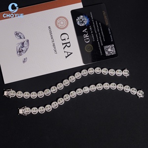 Smile Design Moissanite Cuban Link <b>Bracelet</b> Rhodium Plated <b>Solid</b> 925 <b>Silver</b> Hiphop Iced Out Jewelry - Product Image 3