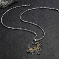 Collier pendentif corbeau en acier inoxydable, style nordique, bijoux punk, bijoux d'inspiration mythologique nordique, vente en gros