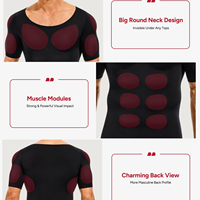 Camiseta Moldeadora de Músculos Simulados para Hombre, Camiseta Invisible con Efecto de Abdominales, Ajuste Delgado, Control de Abdomen, Manga Corta, Camiseta Base Diaria para Hombre
