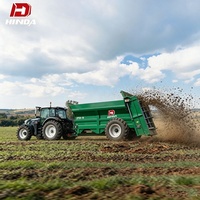 Épandeur de fumier de vache robuste HINDA HINDA-10, remorqué, entraîné par prise de force, avec double batteur vertical, largeur d'épandage de 10m à 20m, épandeur d'engrais