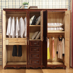 American Retro Style Solid Wood <b>Wardrobe</b> 5 Door <b>Large</b> Capacity Storage Cabinet For Bedroom Home Use - Product Image 2