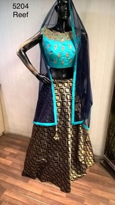ชุด Lehenga เย็บแบบกึ่งตะเข็บ,ชุด Choli และ Dupatta ใหม่ล่าสุด Lehenga Choli - Product Image 4