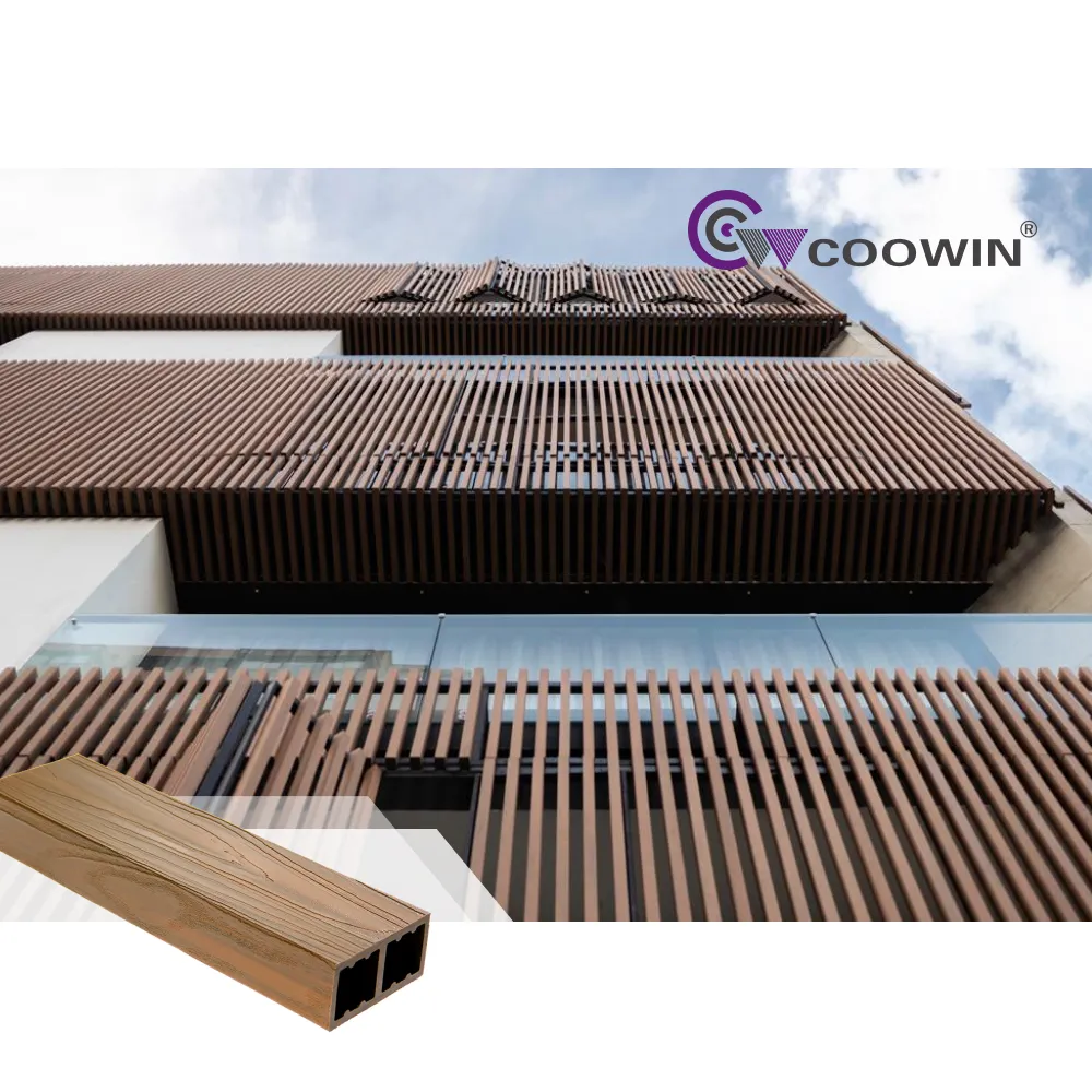 Chất lượng cao WPC Gỗ nhựa composite slat louver ngoài trời Rèm màn trập gỗ Ống