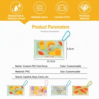 Mini pochette transparente en PVC avec bouton-pression, étui de rangement transparent pour écouteurs, porte-clés coloré, porte-monnaie, pendentif mousqueton, cadeau