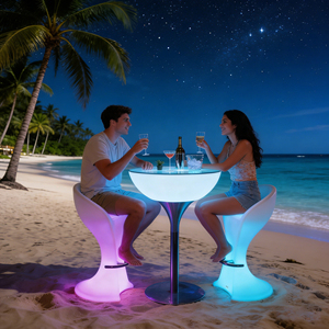 Mesas de barra de luz LED Huel portátiles, sillas para Patio al aire libre, muebles de plástico decorativos para restaurantes, cafeterías, eventos - Product Image 4