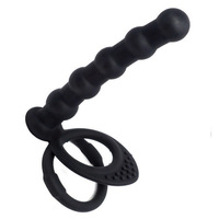 Günstiger Bestseller Silikon-Analsexspielzeug für Männer Doppelloch-Analplug & Penisring Tragbare Zugperlen Verschließbarer Ring