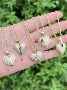 Collar con Colgante de Corazón, Joyería de Moda Chapada en Oro de 18k con Circonitas, Regalo de Aniversario para Mujer - Product Image 1