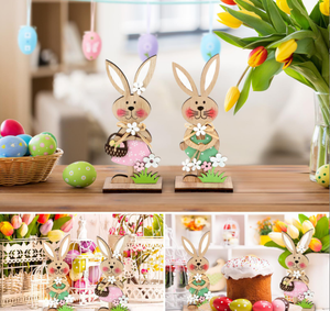 Happy <strong>Easter</strong> Party Table Decoration Crafts Colorful Rabbit Standing Desktop Home Decoration Wooden Crafts <strong>Easter</strong> <strong>Ornament</strong> - Product Image 2