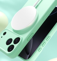 Coque de protection magnétique fine en silicone liquide mat avec anneau pour iPhone 17 Pro Max