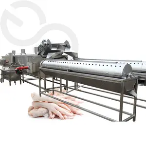 Attrezzature Pollame automatico Linea di Lavorazione Della Pelle Rimozione Peeler Peeling Sbiancamento Piedi di Pollo Artiglio Peeling Macchina di Taglio