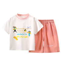 Ensemble en coton à manches courtes pour filles, t-shirt et short pour bébé fille, tenue d'été élégante et décontractée, vêtements pour enfants