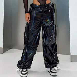<span class=keywords><strong>Pantaloni</strong></span> Cargo Olografici Riflettenti Personalizzati per Donne, <span class=keywords><strong>Pantaloni</strong></span> Hip Hop, Abbigliamento Femminile - Product Image 4