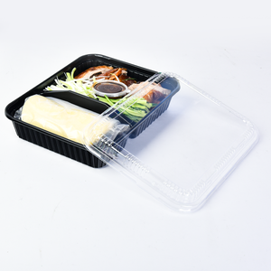 boîte à déjeuner bento à emporter, compartiment à 2 ou 3 parties, conteneurs à base <span class=keywords><strong>noire</strong></span> avec couvercles - Product Image 5