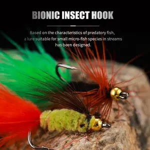 LUSHAZER 20pcs 40pcs Kit de leurres de pêche à la mouche Set de mouches à plumes avec hameçons Colorful Dry Wet Nymph Streamer Trout - Product Image 5