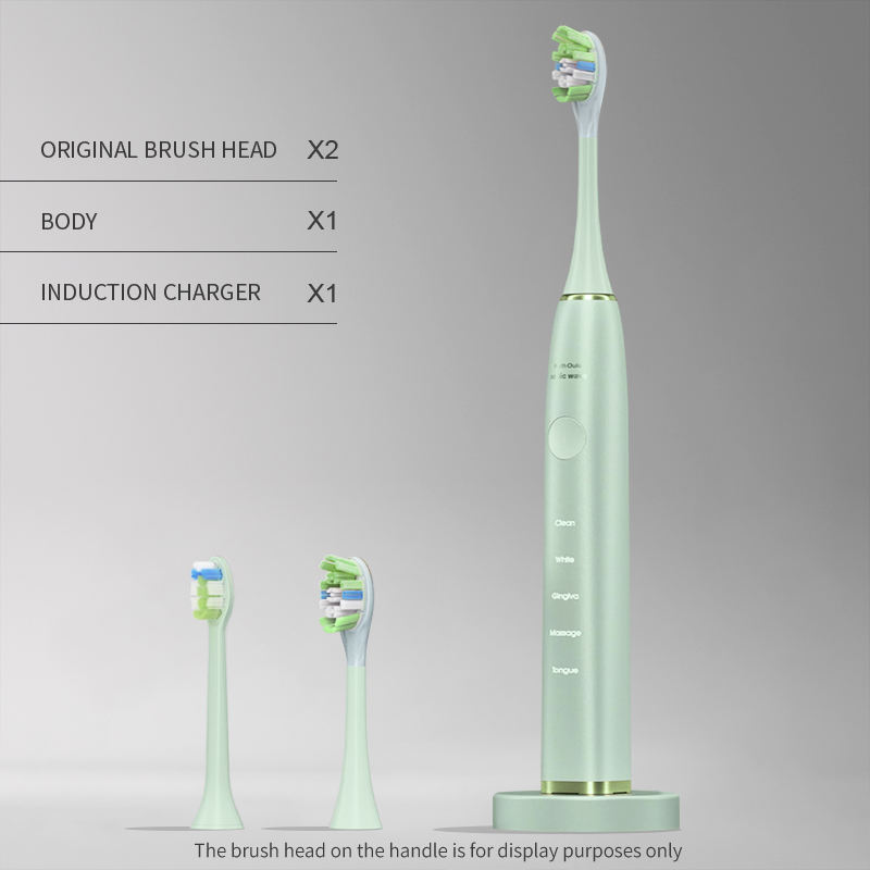 ตัวเครื่องสีเขียว+หัวแปรงสองอัน+ที่ชาร์จไร้สาย