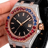 Jam Tangan Mekanik Pria dengan Tali Kulit, Moissanite, dan Baja Anti Karat Ukuran Besar yang Unik dan Modis