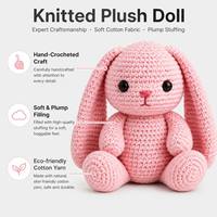 Peluche Lapin Tricoté en Tissu Doux, Jouet en Peluche Lapin Tricoté en Gros, Adorable Poupée Lapin Tricotée Animalière