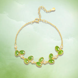 Pulsera de Jadeíta Natural Nefrita en Forma de Corazón con Dije de Plata S925, Joyería para Mujer, Diseño Original D1226 - Product Image 1