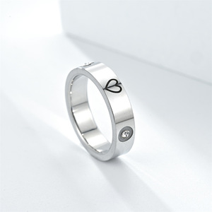 À la mode en acier inoxydable couleur or Rose bague d'amour pour femmes hommes <span class=keywords><strong>Couple</strong></span> coeur cristal anneaux marque de luxe bijoux cadeau de mariage - Product Image 5