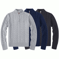 Pull en coton tricoté pour homme, personnalisé, hiver, col polo zippé, décontracté, de luxe, brodé, pour hommes