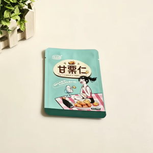 Sachet plat thermoscellable anti-humidité à trois soudures latérales pour l'emballage alimentaire des noyaux de châtaignes biologiques - Product Image 1