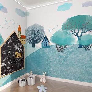 Semplice camera dei bambini parete che copre moderni alberi nordici ragazzi e ragazze camera da letto carta da parati parco giochi commerciale carta murale - Product Image 1