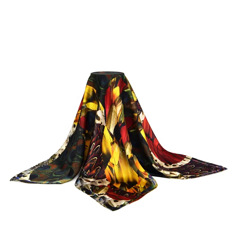 Bufanda cuadrada de seda de 100% algodón, pañuelos de seda de 100cm y 100cm de China