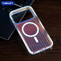 VAWI B181 Étui de téléphone magnétique en métal ondulé avec peinture en métal ondulé résistant aux chocs pour 13 14 15 16 17 Pro Max Coque de téléphone colorée