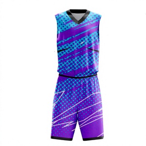 Ensemble d'uniformes de basketball d'été très vendu, coloré, ajusté, kit de jeu de club, personnalisé avec le nom de l'équipe, impression par transfert par sublimation - Product Image 1