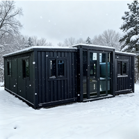 Maison préfabriquée en bois extensible et pliable avec 3 chambres et design de cabane