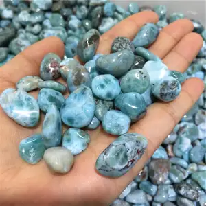 도매 자연 광택 크리스탈 Larimar 넘어 블루 Larimar 자갈 돌