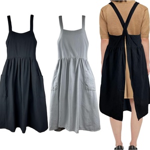 Cotton Linen <b>Apron</b> Cross Back <b>Work</b> <b>Apron</b> for Women with Pockets Pinafore Dress X Cross Halter <b>Apron</b> for Baking Chef Gardening - Product Image 3