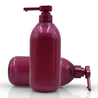 Bouteille en plastique PET rouge vin pour emballage cosmétique, conteneur pour gel douche, shampoing avec pompe, 800 ml, 1000 ml, vide, impression personnalisée