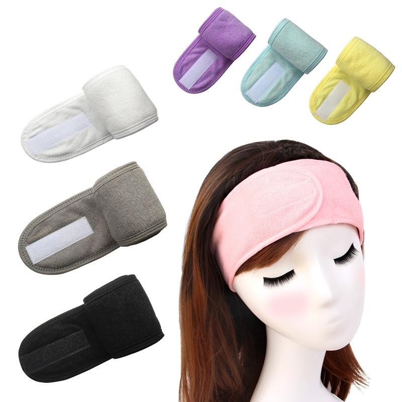 Özel Logo Spa yüz bandı havlu kumaş Spa kafa bandı streç havlu yıkanabilir yüz Hairband makyaj Wrap bantlar