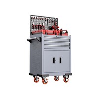 Chariot d'atelier robuste en fer avec 6 tiroirs, porte latérale verrouillable, porte-gobelets, roulettes, chariot de mécanicien OEM, capacité de charge de 300 kg
