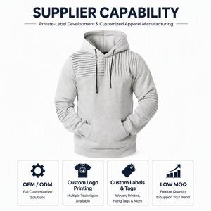 Sudadera con Capucha para Hombre, Color Gris Jaspeado, Texturizada, con Detalle Plegado, Corte Regular, Colección Otoño, Moda Urbana Digital - Product Image 6