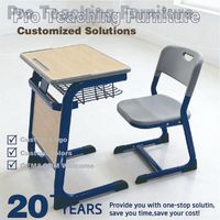 Ensemble de bureau et chaise d'école à hauteur fixe sécurisée avec panier à livres, table d'étude à structure métallique robuste, mobilier de classe économique
