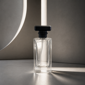 Luxury Rectangular Clear <b>Glass</b> Black Geometric Cap Fine Mist Spray Thick Base Fragrance Packaging Empty Perfume <b>Bottle</b> - Product Image 5
