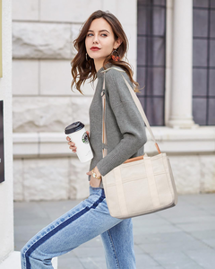 Women's Fashion Crossbody <b>Canvas</b> Tote Bag with Zipper Closure Multi-Pockets Custom Logo Pattern Shoulder <b>Handbag</b> Cosmetic Bags - Product Image 3
