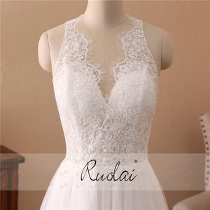 Abito <span class=keywords><strong>da</strong></span> sposa lungo Ruolai PWD-H1017 lunghi Plus Size in pizzo francese Vestidos De Novia - Product Image 4