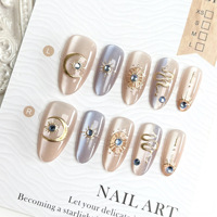 Faux ongles à presser French Cat Eye, style artisanal, motif serpent, strass 3D, luxe, en ABS, marque Jazzing, forme amande, 30 pièces