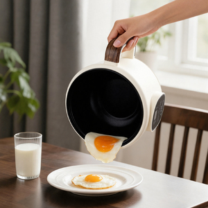 Casserole électrique instantanée YUEDISI avec prise personnalisée, 18 cm, 450 W, contrôle manuel, cuisson, poêles électriques antiadhésives - Product Image 3