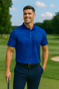 अनुकूलित पुरुषों के गोल्फ पोलो उच्च spf 30 पूर्ण प्रिंट 76% नायलॉन 24% स्पैन्डेक्स प्रदर्शन शर्ट आरामदायक गोल्फ टेनिस कपड़े - Product Image 3