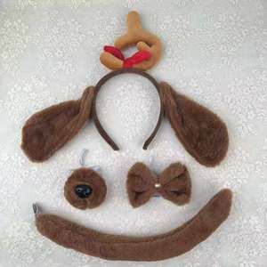 M413 ikat kepala dua dimensi Halloween ikat rambut hewan dengan tulang di telinga Logo kustom ikat kepala kain anjing - Product Image 6